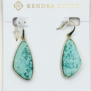 KENDRA SCOTT McKenna Gold Drop Earrings Sea Green RARE NEW